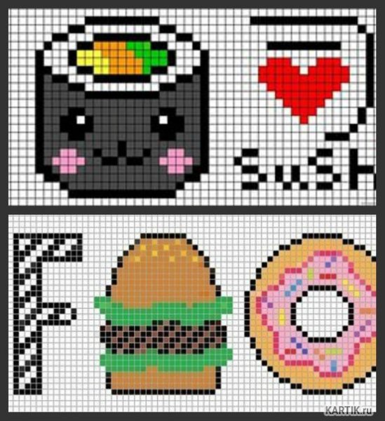 Рисование по клеткам пончик