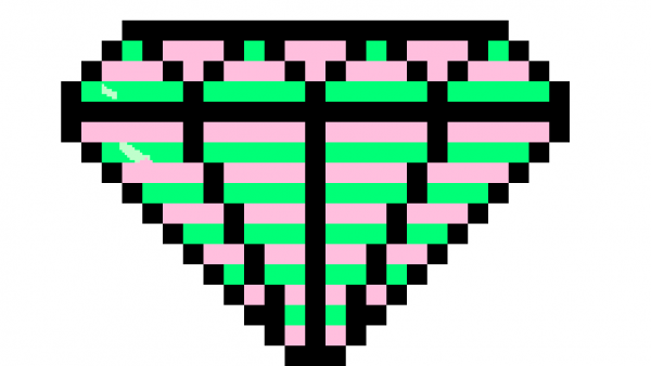 Алмаз по клеточкам в тетради