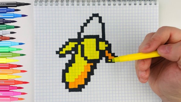 Рисование по клеточкам банан