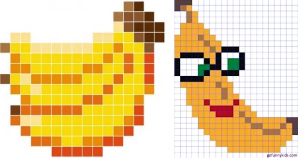 Банан клеток по клеточкам