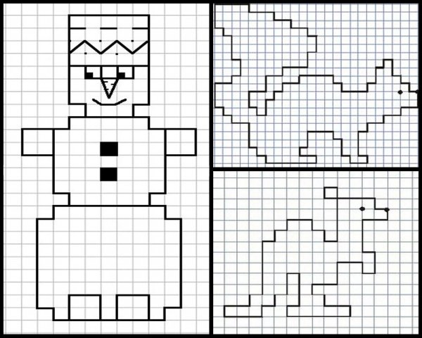 Рисунки по клеточкам в тетради