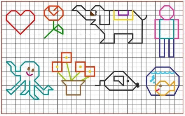 Детские рисунки по клеточкам лёгкие