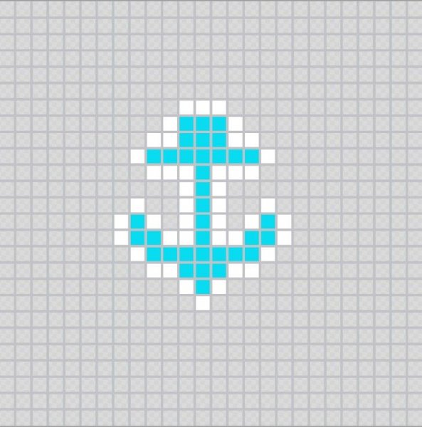 Голубой рисунок по клеточкам легко