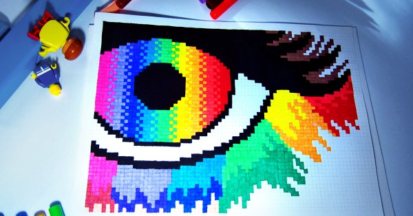 Рисунки по клеточкам радужные