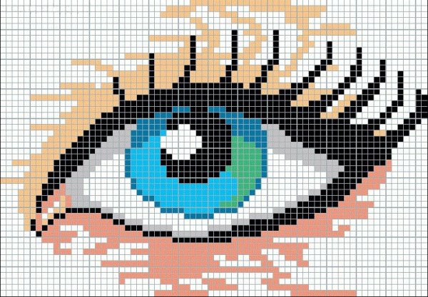 Глаз по клеточкам в тетради