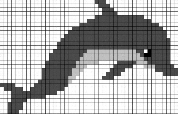 Рисование по клеточкам Дельфин