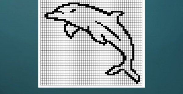 Дельфины по клеточкам