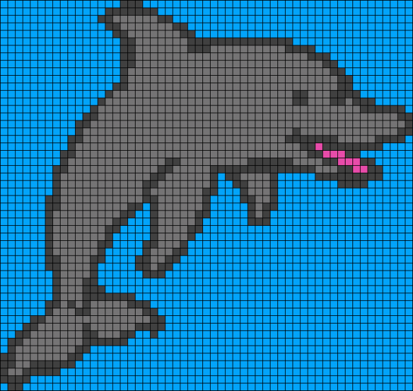 Дельфинчик по клеточкам