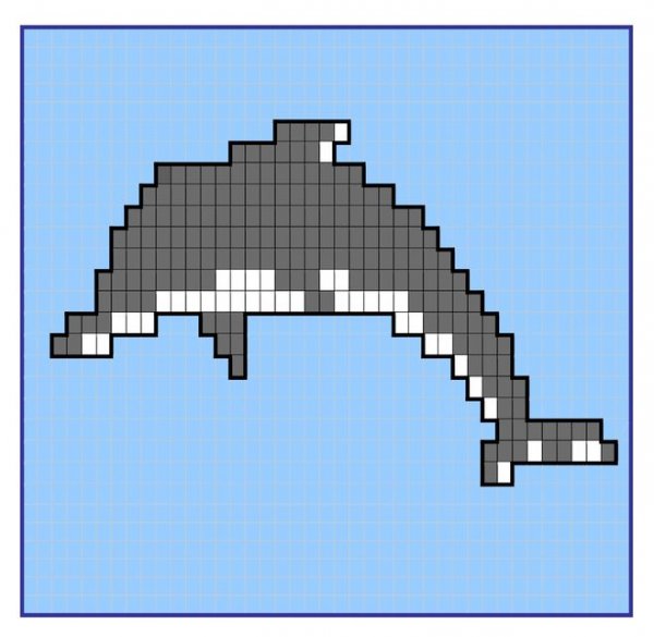 Рисунок из пикселей акула