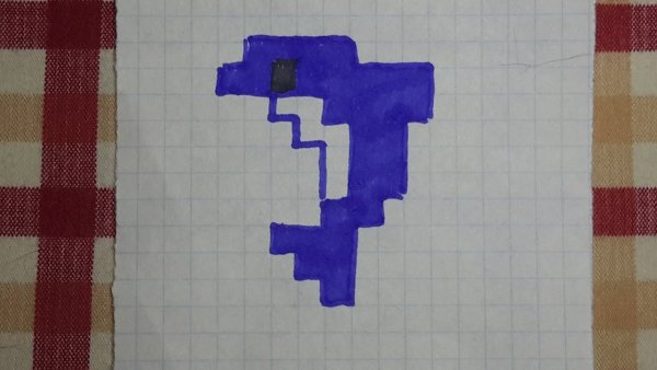 Дельфин по клеточкам в тетради