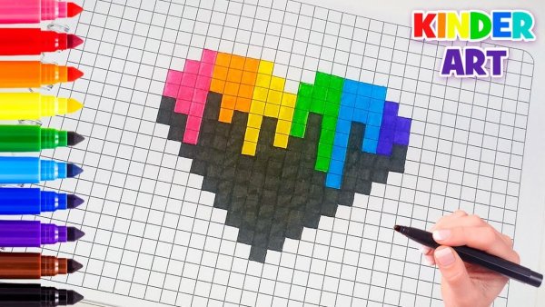 Рисование по клеточкам радужные