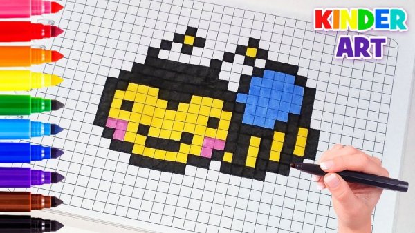 Пчелка рисование по клеточкам