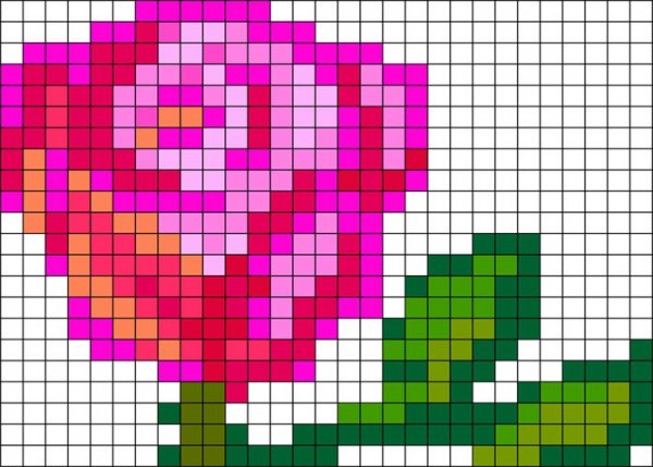 Рисунки по клеточкам роза