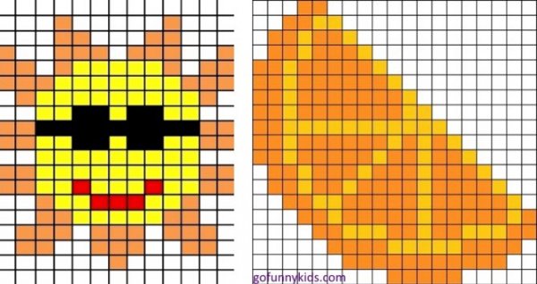 Рисунки по клеточкам оранжевые