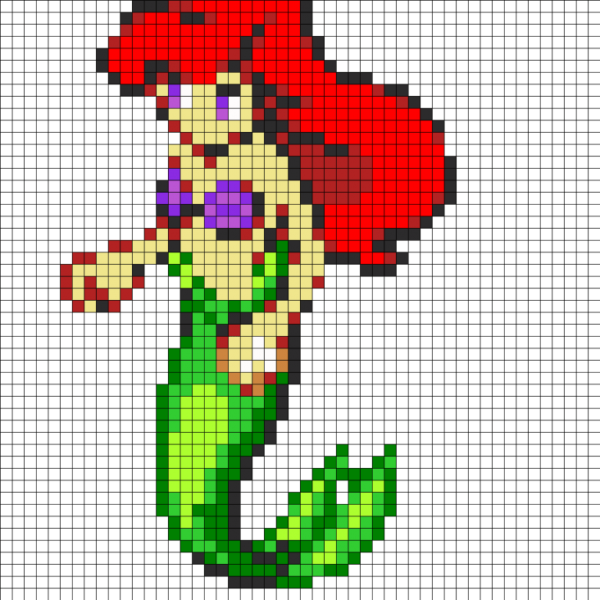 Рисование по клеточкам Русалочка