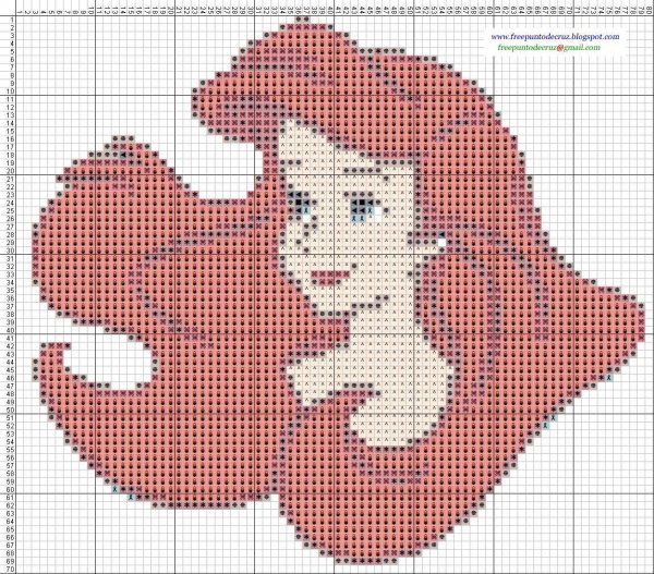 Схема вышивки крестиком Русалочка Ариэль