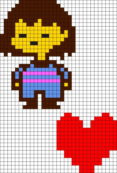 Андертейл по клеточкам в тетради