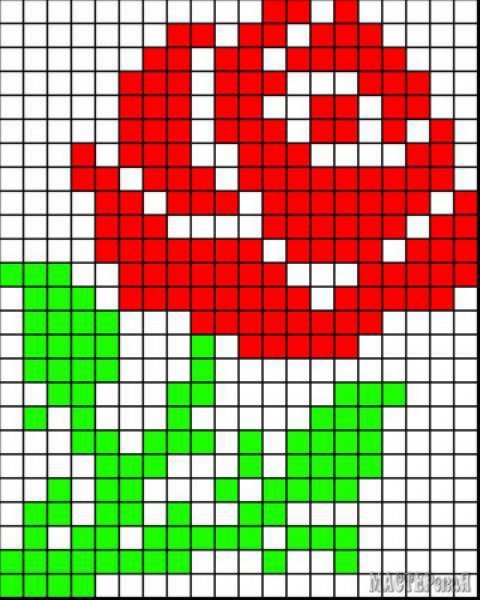 Рисунок поклетачкам цветок