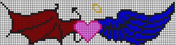 Сердце с крыльями по клеточкам