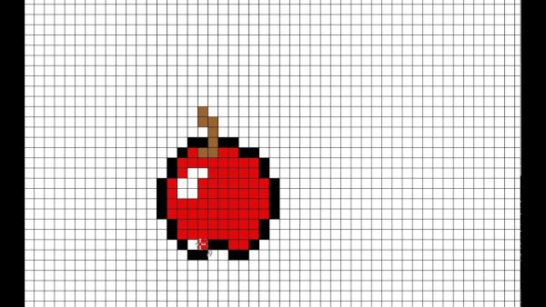 Рисование по клеточкам яблоко