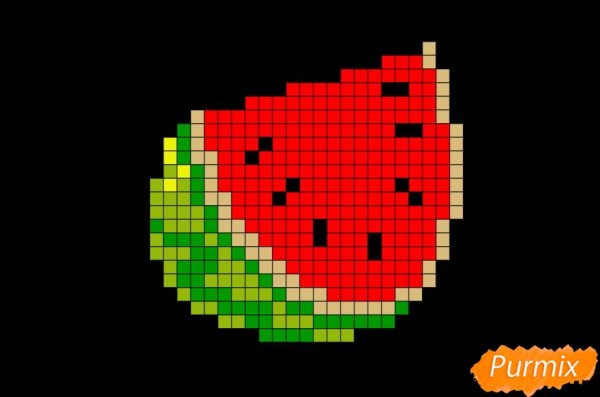 Рисунки по клеточкам Арбуз