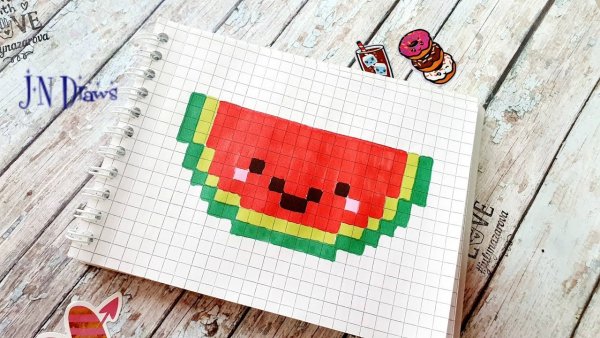 Рисование по клеточкам арбузик