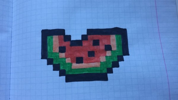 Рисование по клеточкам арбузик