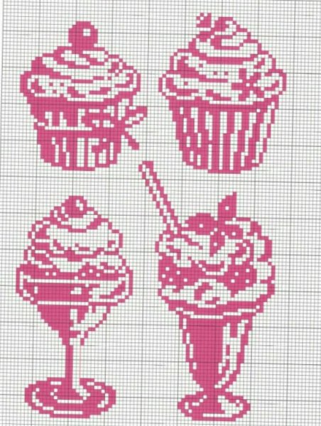 Маленькая вышивка крестиком пирожные