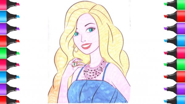 Барби маркерами рисунок