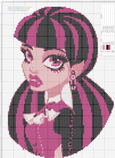 Вышивка крестиком монстр Хай