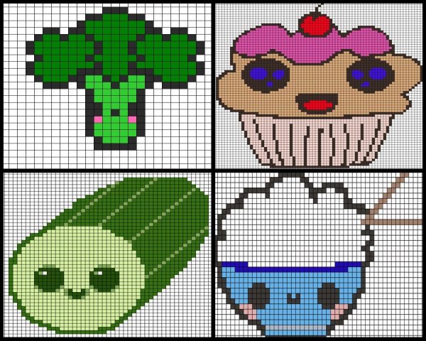 Рисунки по клеточкам еда