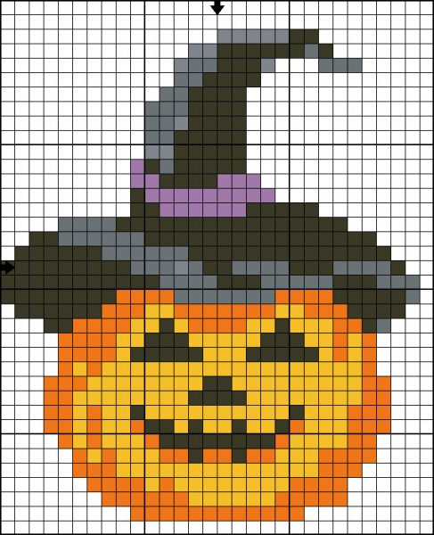 Тыква по клеткам на Хэллоуин