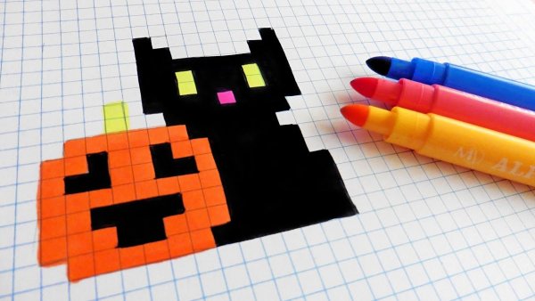 Рисование по клеточкам Хэллоуин