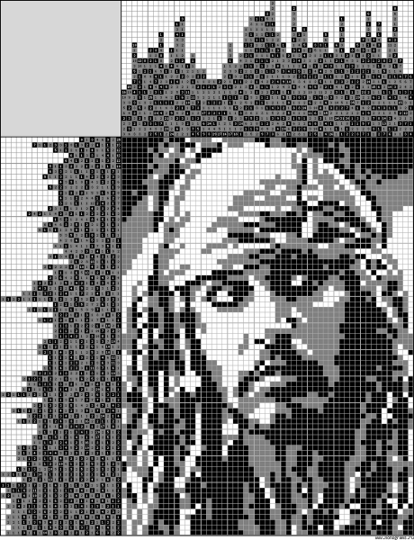 Схема вышивки Одри Хепберн монохром