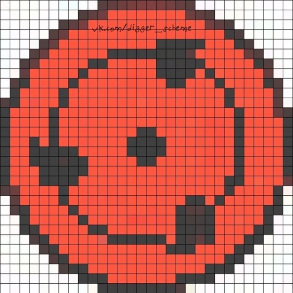 Шаринган по клеточкам в тетради