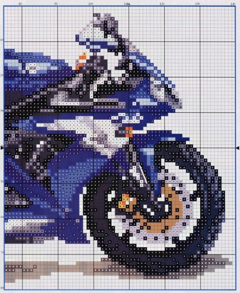 Мини вышивка мотоцикл