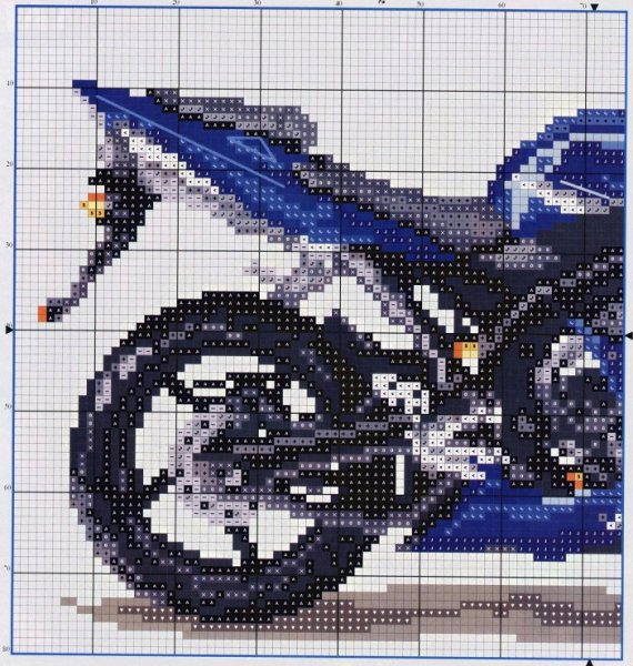 Вышивка крестом мотоцикл