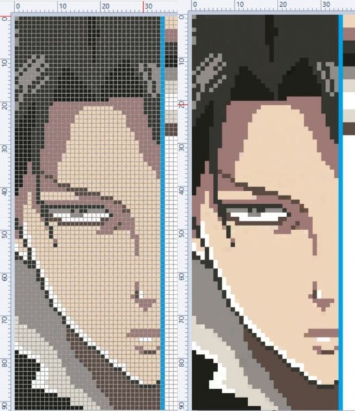 Вышивка крестом аниме Леви атака титанов