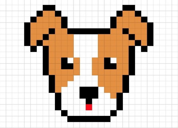 Рисунки по клеточкам щенки