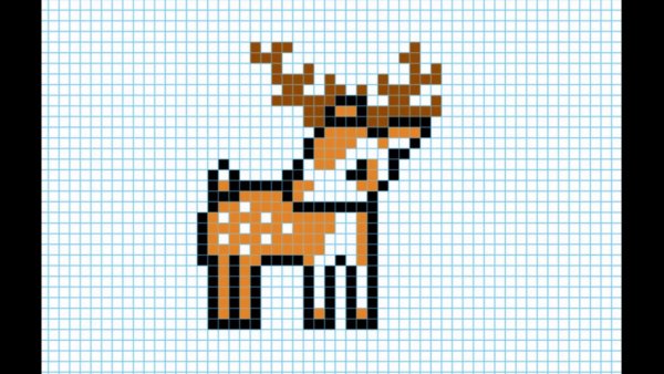 Дорисовать оленя по клеточкам
