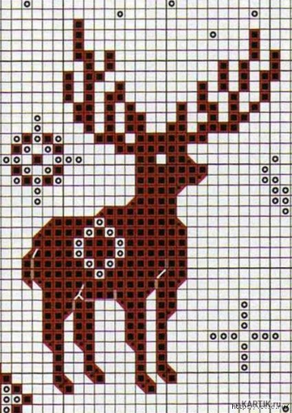 Олень по клеточкам