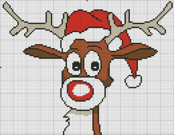 Рождественский олень вышивка