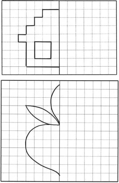 Дорисуй половину по клеточкам