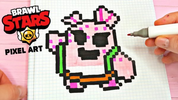 Сакура Спайк Brawl Stars по клеточкам