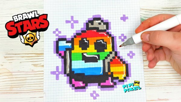 Спайк из БРАВЛ старса по клеточкам