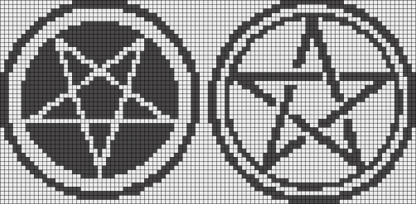 Пентаграмма по клеточкам в тетради