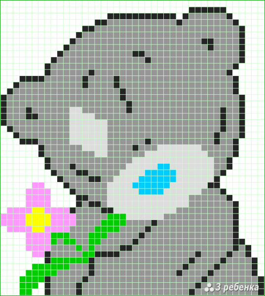 Рисование по клеточкам мишка