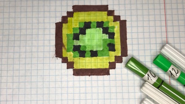 Нарисовать по клеточкам киви