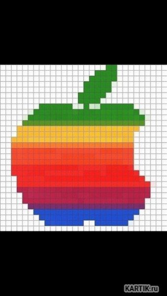 Рисунки по клеточкам яблоко айфон