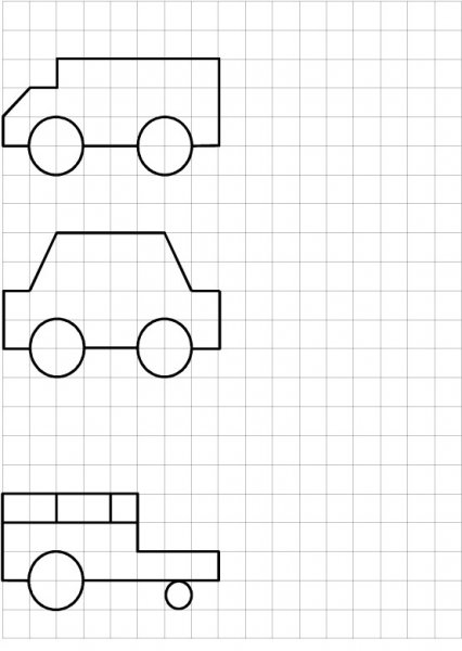 Рисование по клеточкам машины для детей